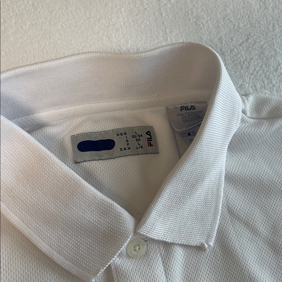 FILA WHITE BLUE PERFORMANCE POLO SHIRT MEN SIZE L - Picture 3 of 4